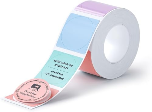 NIIMBOT Etiketten Selbstklebend Kompatible mit NIIMBOT B1/B21/B3S Thermo Etikettendrucker,Thermo Papier für Schule, Zuhause, Büro, Kleine Unternehmen (Mehrfarbig-Runden-41 x 41mm)