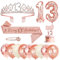 13 Anni Decorazioni Compleanno Ragazze, 13° Fusciacca e Diadema Oro Rosa Compleanno, Happy Birthday Cake Topper, Candele di Compleanno Numero e Palloncini, Regalo Ragazza 13 Anni