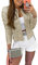 Onsoyours Damen Glänzend Pailletten Jacke Langarm Cardigan Bolero Tops Kurz Oberteile Blazer Glitzer Party Outfits Clubwear Champagner XS