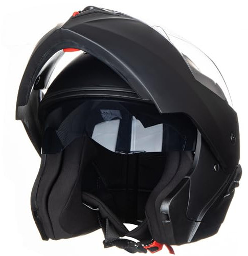Helm für Motorräder Full-Face Motorcycle Helmet Tragbarer Integralhelme Flip-up Motorradhelm Zertifizierung von ECE (Matte Schwarz, XL)