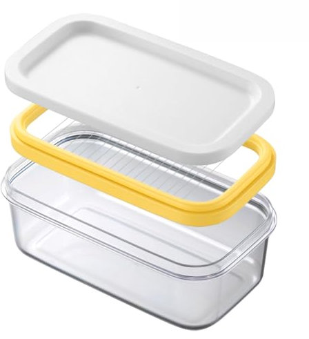 KEWUZY Butterdose mit Verschluss, Butterdose Mit Cutter Slicer, Plastik-box-dose, Kühlschrank BPA-Frei Mehrzweck, Butter Box Dose, Butterdose mit Decke
