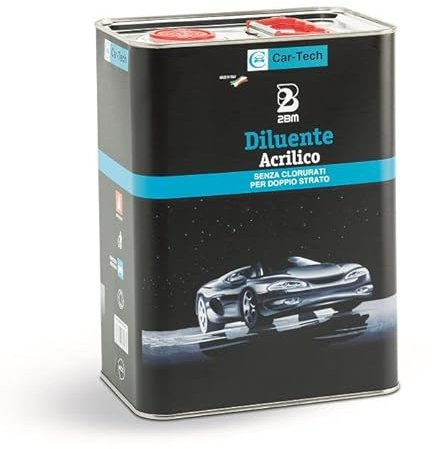 Diluente Acrilico Car-Tech Rapido Senza Clorurati per Doppio Strato | Per Vernici Acriliche a Solvente, Applicazione a Spruzzo | Carrozzeria Industriale | Tanica 5 lt.