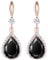 Linawe Rosegold Ohrringe Schwarz Damen - Tropfen Hängend, Schmuck Set, Modeschmuck, Kristall Diamant Ohrringe Selber Stechen Set Hochzeit