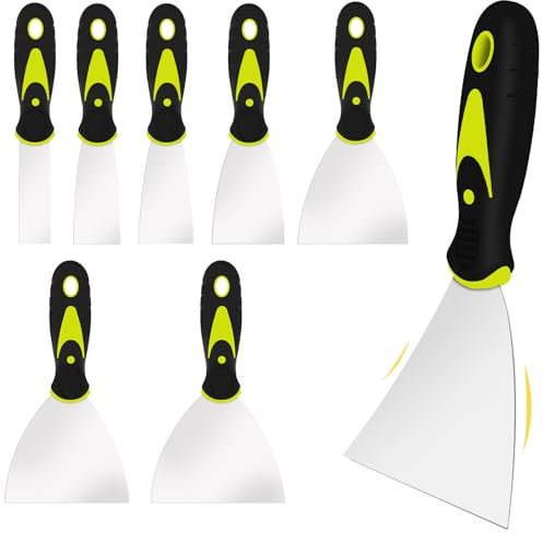 8 Pcs Jeu de Spatules, Couteau à Enduire en Acier Inoxydable, Rayures de Couteau à Palette avec Manche, Spatule Bricolage pour Décoration Enlèvement de Peinture (1, 1,5, 2, 2,5, 3, 4, 5 6)