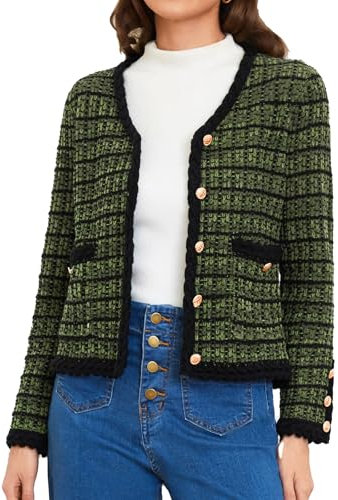 Belle Poque Cardigan for Women UK Vintage Long Sleeves Open Front Texture Knit Cardigan Green L