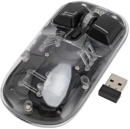 Plyisty Souris sans Fil, Souris pour Ordinateur Portable 2,4G/Bluetooth, Souris Optique 1600 DPI, Souris sans Fil pour Ordinateur Portable, Souris RVB Transparente, pour Travail à