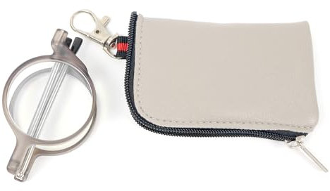 KoKoBin Faltbare Rund Lesebrille Mini Anti-Blau Sehnhilfe für Damen und Herren Lesehilfe mit Holster-Etui (Grau, 2, Dioptrien)