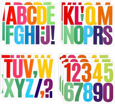 ZEYIYER 102PCS Letter Stickers, 3 Inch Large Vinyl Numbers Letters Stickers, Waterproof Alphabet Stick on Number Sticker for Wheelie Bins Mailbox Window Door Sign Poster (Colorful)