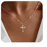 Aidenn Kreuz Kette Gold für Damen Kreuzkette mit Zirkon Krone Jesus kreuz Halskette, Goldene Y2K Cross Necklace for Women Girls, Glauben Anhänger Schmuck Religion Geschenke für Mädchen