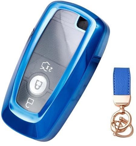 NEUHOO Auto Zubehör kompatibel mit Ford Tourneo | Transit Courier 2023-2024 2025 Schlüsselhülle und Schlüsselanhänger, Schlüsselgehäuse Silikon Schlüsselkarte Hülle (Blau)