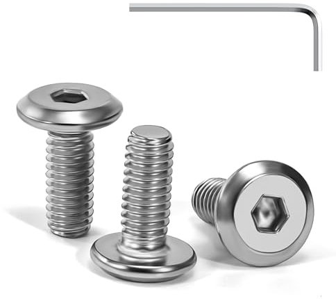 Tunejoy Viti a Testa Piatta M4 x 10 mm Vite a Testa Esagonale Bulloni in Acciaio Inox A2 V2A Bulloni per Mobili con Chiavi a Esagono Filettatura Completa 30 Pezzi