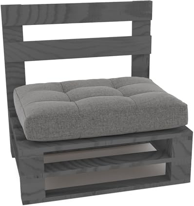 Lermowood Palettenmöbel Mpe Bank 80 x 60 cm Grau | Europaletten Indoor und Outdoor Lounge Gartenmöbel Holz Gartenmöbel Set Lounge Möbel Terrasse Balkon Loft Stil Paletten