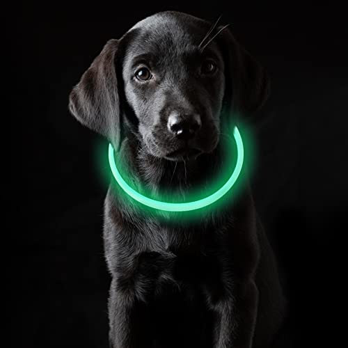 Coolzon LED Leuchthalsband Hundehalsband Aufladbar, Wasserdicht Halsband Hund 3 Modi, Leuchtband Hund Halsband Längenverstellbareres Super Helle Kalsband Katze und Hunde Klein Groß Mittel, Grün
