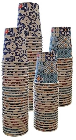 vidoelettronica Bicchieri in Carta per Acqua capacità orlo 180ml/210ml Colore Bianco Azzurro Rosso Rosa biodegradabili cartoncino (Vietri, 100 pz 210ml)