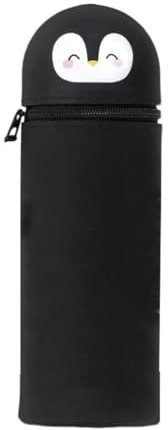 DEZP 1 Stück Kawaii Pencil Case 2 In 1 Soft Silicone Federmäppchen 18.5 * 6.5Cm, Multifunktions Tiere Theme Pen Holder Zipper Colored Pencils Marker, stifte mäppchen Für Legami Pens(Hai，C) (Pinguin)