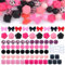 URROMA Lot de 75 Perles focales en Silicone Noir et Rose avec nœud Rose, Motif léopard, octogonale, Perles en Silicone pour Bricolage, Collier, Bracelet