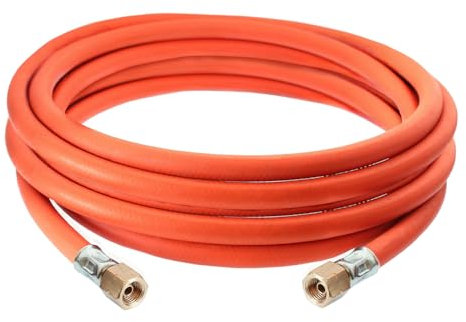 DOMINOX Industrial Gasschlauch 300cm mit Schelle 2×1/4 lks，Propan/Butan Gasschlauch 3m G1/4'' x G1/4'