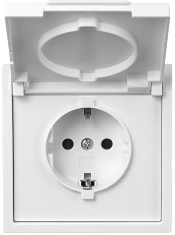 McPower Shallow Schutzkontakt-Steckdose | 250V/16A, IP44, Unterputz, Steckanschluss | Feuchtraum-kompatibel