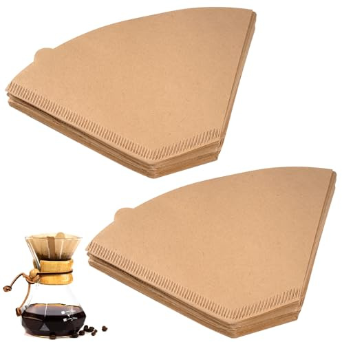 160 Pièces Filtres à Café en Papier, Filtre A Cafe,Naturels et Non Blanchis | biodégradables et compostables, pour la maison et le bureau Filtre manuel Machines à café Cafetière (4-7 tasses)
