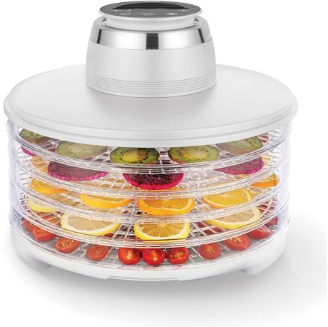 Silva Homeline DA 501 Dörrautomat – 5 Etagen Ø 32 cm, 35–70 °C Thermostat, 300 W, BPA-frei, Touch-Steuerung & Timer – Weiß/Inox