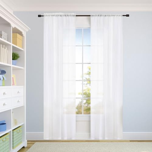 SUNLIMEI Tende Trasparenti 50 x 200 cm Moderne con Manicotto Dell'Asta Voile Tenda Finestra Interno Salotto Decorazioni per La Casa, Eleganti Belle per Soggiorno Camera Cameretta, Bianco