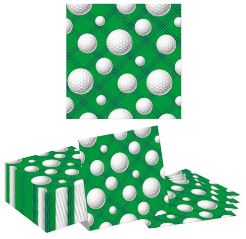Auroriel 40 Stück Golf Party Servietten Einweg Papierservietten Golfball Design Schwarz Grün Kariert Kinder Geburtstag Sport Picknick BBQ Feier Deko