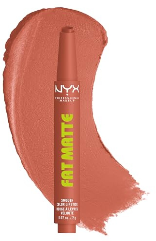 NYX Professional Makeup, Fat Matte Smooth Color Lipstick, soft-mattes Finish mit cremiger Textur, intensive Farbe mit jedem Klick, leichte vegane Formel, Farbton: Cozy Whipped