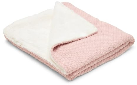 Little Dutch Decke Babydecke Strickdecke Neugeborenen Kuscheldecke - Flauschige Rückseite - für Mädchen - Babybett Kinderwagen - 100% Baumwolle - Pure Blossom - rosa (70x100 cm)