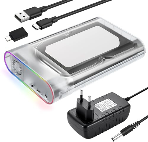 Docking Station Hard Disk USB 3.1 | UASP+Trim | Case Hard Disk per HDD e SSD SATA da 2,5'' / 3,5” | Case Esterno da 24 TB 5 Gbps per Windows/Mac/Vista | Adattatore Type-C e alimentatore 12 V 2 A