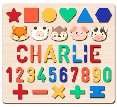 KaayeeWood Personalisiertes Holzpuzzle mit Name,Individuelle Namenspuzzle für Kinder-Montessori Spielzeug ab 1,2,3 Jahre für Jungen und Mäd,Personalisierte Babygeschenke(NP116)
