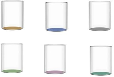 BRANDANI set 6 pezzi bicchiere tumbler in vetro Bottom - trasparente con fondo colorato multicolor