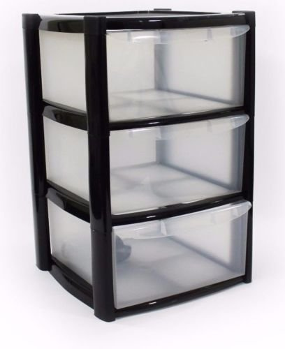 VSL 3 Drawer Plastic Storage Unit Black