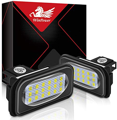 WinPower LED Kennzeichenbeleuchtung Glühbirnen Nummernschildbeleuchtung Lampe mit CanBus Fehlerfrei 6000K weiß für C-Klasse w203 4D 2000-2007 usw., 2 Stück