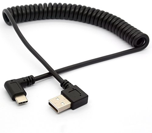 OpenII Câble USB de type C spirale, coudée à 90 degrés câble d'extension USB C vers USB A 2.0 USB C adaptateur plomb (USB gauche)