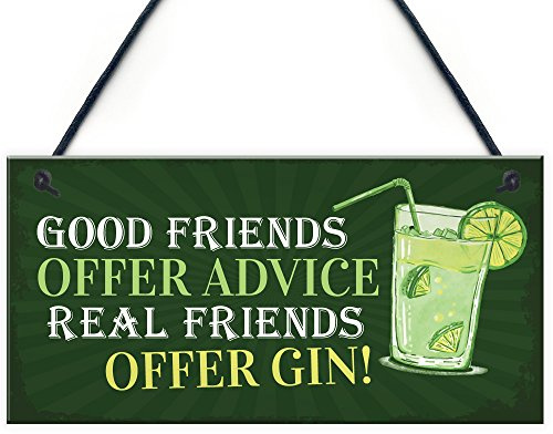 Red Ocean Friendship Gin Sign Garden Plaque Shed Home Bar Pub Alcohol Kitchen Hanging Wall Plaque Gift