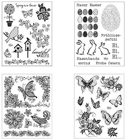 Clear Stamps 4er Set (Ostern II) - Silikon-Stempel, Transparente Clear-Stamps, Wiederverwendbar & Anlass vorsortiert von Viva Decor