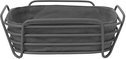 Blomus Corbeille à Pain Noire S – Panier à Pain en Acier revêtu par Poudre et Sac en Tissu en Coton, S : 20 cm