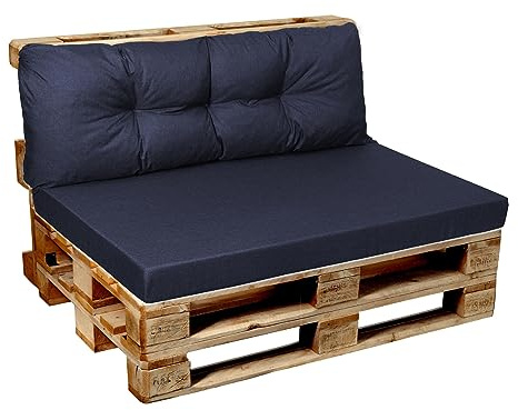Garden Factory - Cuscini per bancali, Cuscini per divano di pallet, Seduta, Schienale o Set V1, Cuscino laterale 60x40 blu