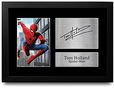 HWC Trading Tom Holland A4 Incorniciato Firmato Regalo Visualizzazione Delle Foto Print Immagine Autografo Stampato Per Spiderman Gli Appassionati Di Cinema