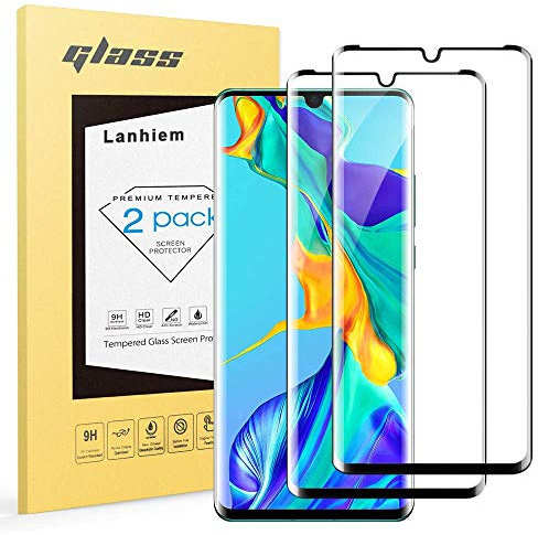 Lanhiem Verre Trempé Huawei P30 Pro, [Lot de 2] [Couverture Complète] [Garantie à Vie] Film Protection écran pour Huawei P30 Pro, Ultra Résistant Dureté 9H, Compatible avec Les Coques, Noir