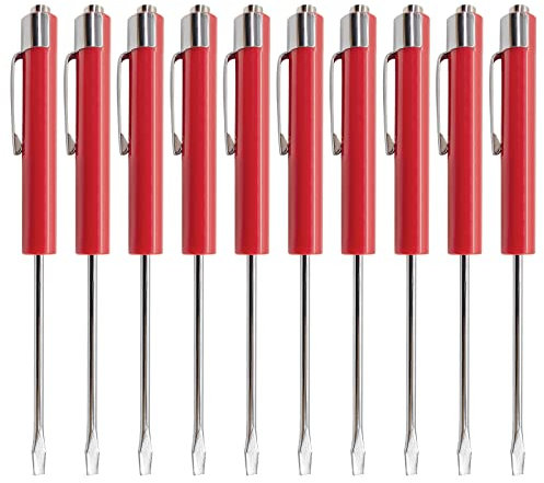 (10) TEN Snap on Pocket Screwdriver, Flat Tip Screwdrivers, RED ~ Magnetic .NEW. R86855