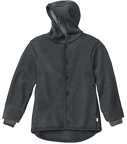 Disana WALK-JACKE, 100% Bio-Merinowolle GOTS, IVN Best | mit Kapuze | Baby Kleinkind Kind Unisex | Made in Germany | Anthrazit Gr. 62-68