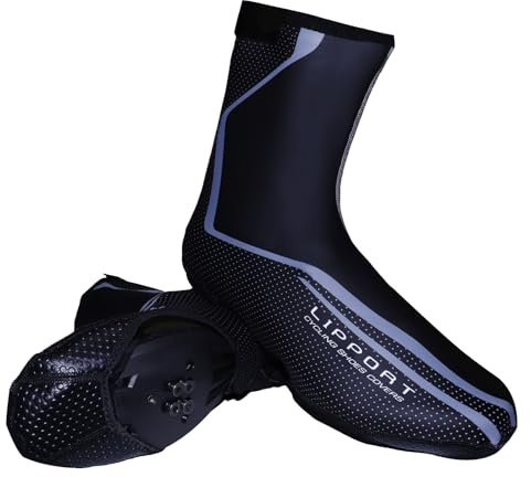 Lipport Wasserdichte Fahrradschuhüberzieher Winter Rennrad Überschuhe Thermo Warm Schuhe Abdeckung für Herren Damen MTB Fahrrad Booties (Schwarz, XL)