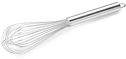 thermohauser Schneebesen (Edelstahl rostfrei), 30 cm Länge, mit Edelstahlgriff und Aufhänger, mit 24 Schlaufen