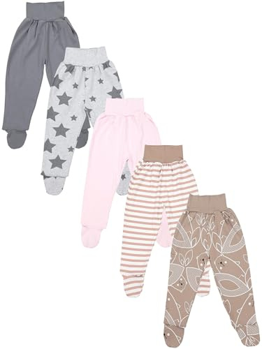 TupTam Baby Unisex Hose mit Fuß Bunte 5er Pack, Farbe: Mädchen 6, Größe: 56