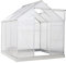 Outsunny 6 x 6ft Polycarbonate Greenhouse, Walk-In Greenhouse with Sliding Door, Adjustable Window, Aluminium Frame and Foundation, Garden Grow House with Rain Gutter, Silver