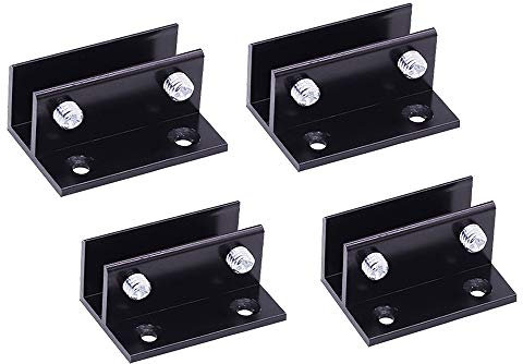 4pcs Adjustable Glass Clamp Holders, Black 90 Degrees Space Aluminum Glass Corner Angle Connect Clamp Brackets, Suits 10-12mm Thickness