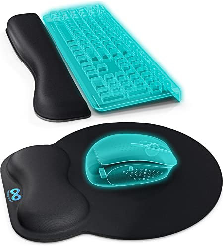 Wrist Rest with Ergonomic Mouse Pad - Memory Foam Desk Cushion for Carpal Tunnel by Everlasting Comfort