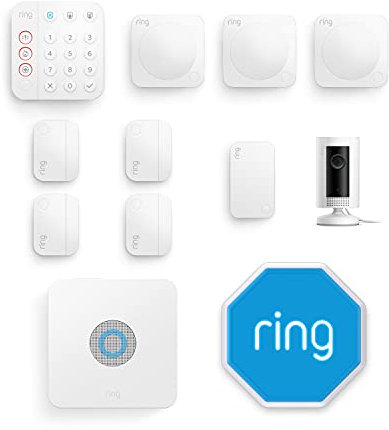 Ring Alarm Security Kit mit Außensirene 11-teilig (2. Gen.) + Innenkamera von Amazon | Haus-Alarmanlage mit Kamera - 4 Tür-/Fensterkontakte, 3 Bewegungsmelder, Signalverstärker | Alexa-kompatibel