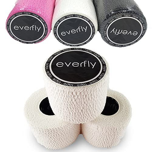 EVERFLY Tape Crossfit - 3 Rollen 5cm x 4,5m - Sportbandage - Hook Grip Daumen und Finger - Selbstklebender Verband - Flexibles Schutzband - Klebeband für Gewichte (3, Weiß)